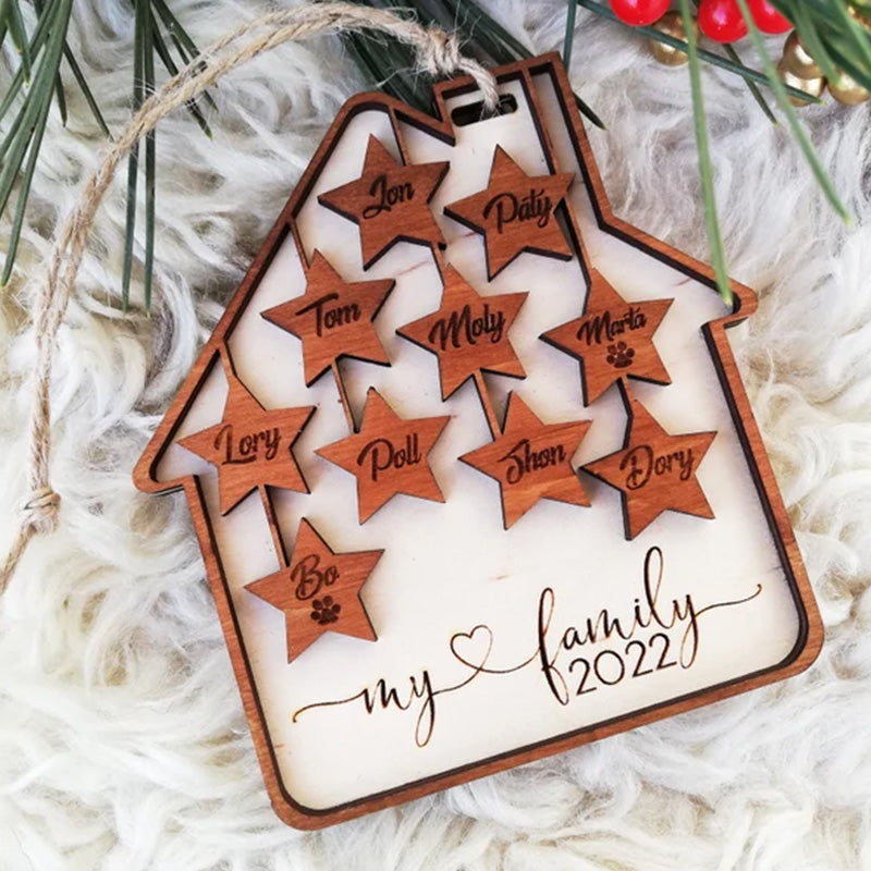 Personalized Christmas tree decor, Holiday wood ornament, Custom House