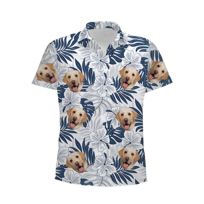 Personalized Photo Hawaiian Shirt Custom Dog Cat Face Holiday Tropical Pattern Shir
