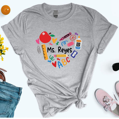 Custom Teacher Shirt, Heart Custom T-Shirt, Teacher Team Shirts, Personalized School Tshirt