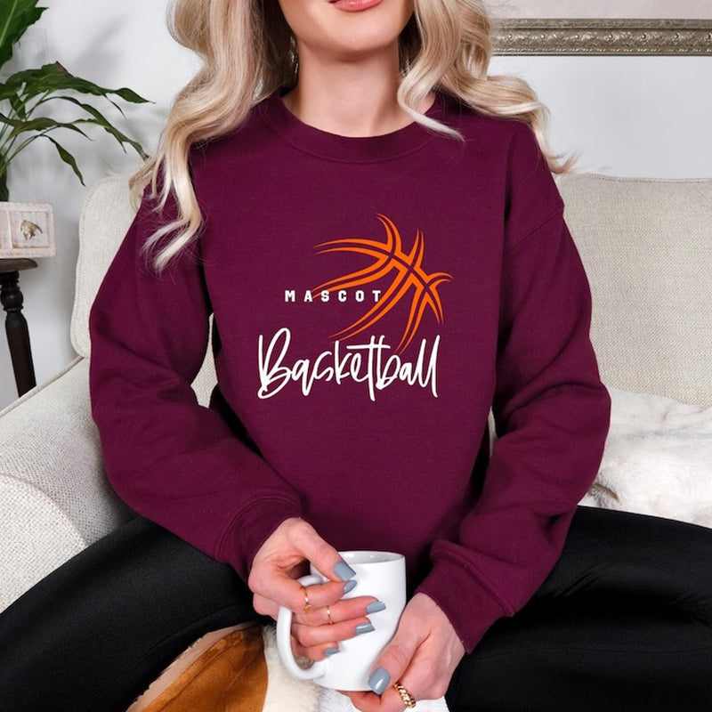 Personalized Basketball Sweatshirt, Team Mascot Sweatshirt With Name