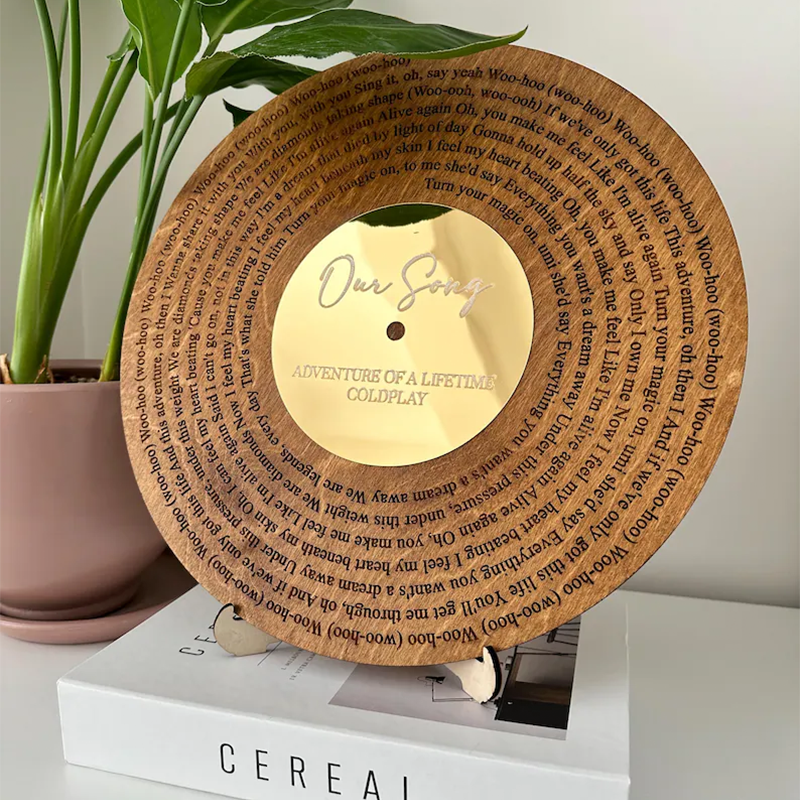 Custom Wooden Vinyl Decor, Personalized Wedding Song Lyrics Engraved,