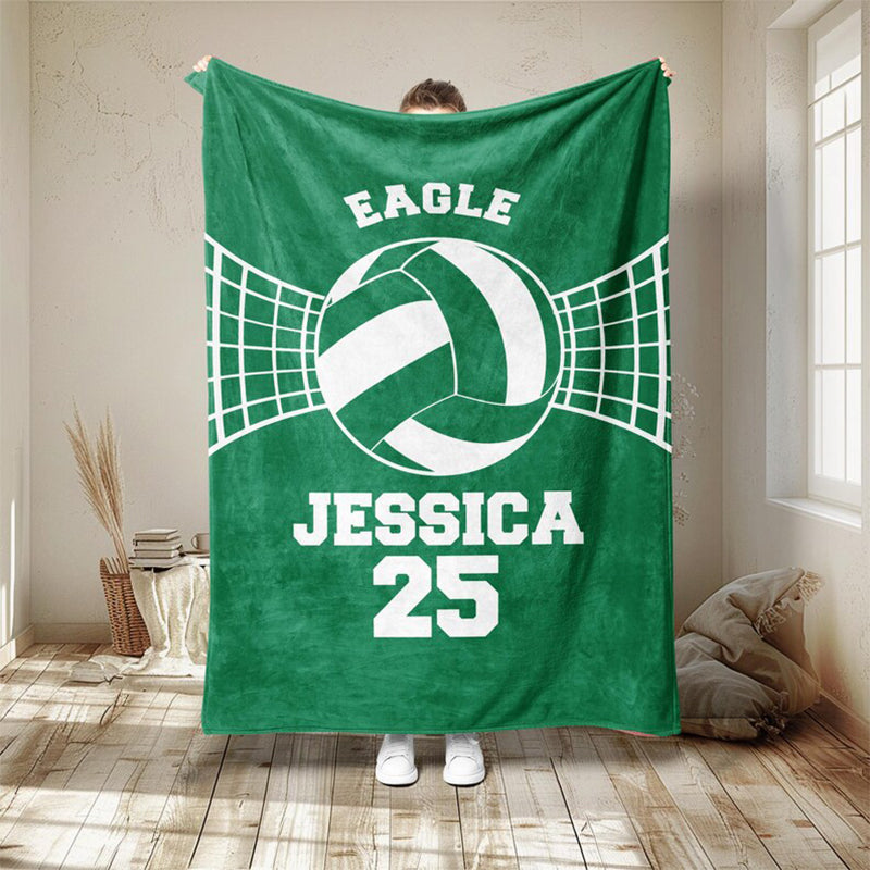 Personalized Volleyball Blanket, Custom Name Number Soft