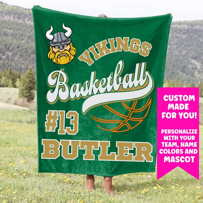 Basketball Blanket Personalized Senior Gift Custom Team Gift Name on Blanket