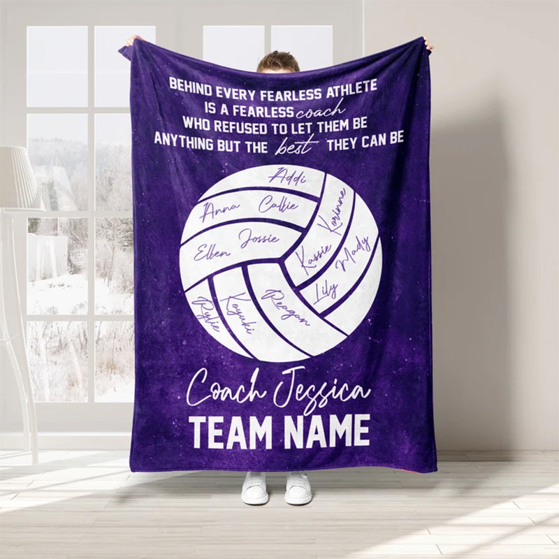 Personalized Volleyball Coach Blanket, Custom Name Soft Cozy