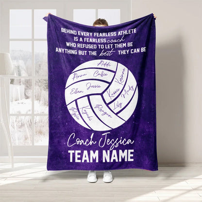 Personalized Volleyball Coach Blanket, Custom Name Soft Cozy