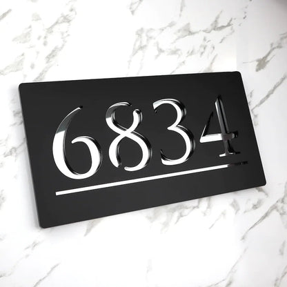 Laser Cut Matt Black & Gold Mirror Floating House Sign Door Address Laser Number Plaques