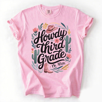 Howdy First Grade Custom Western Back to school teacher shirt