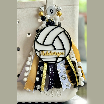 Custom Volleyball Tassel Charm for Bogg Bag