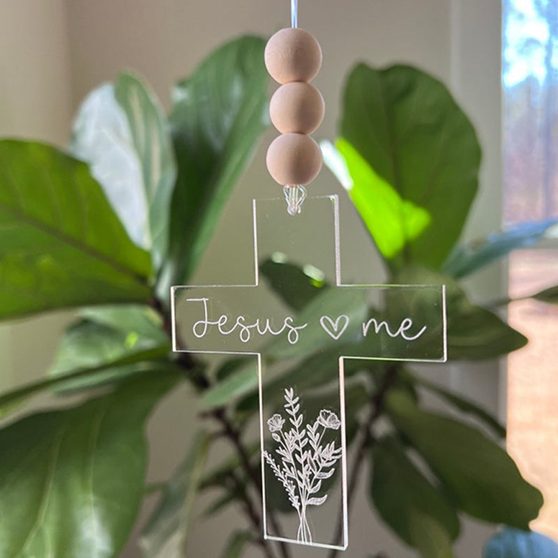 Car charm car accessories rearview mirror decor cross car charm customize Jesus inspirational drive safe