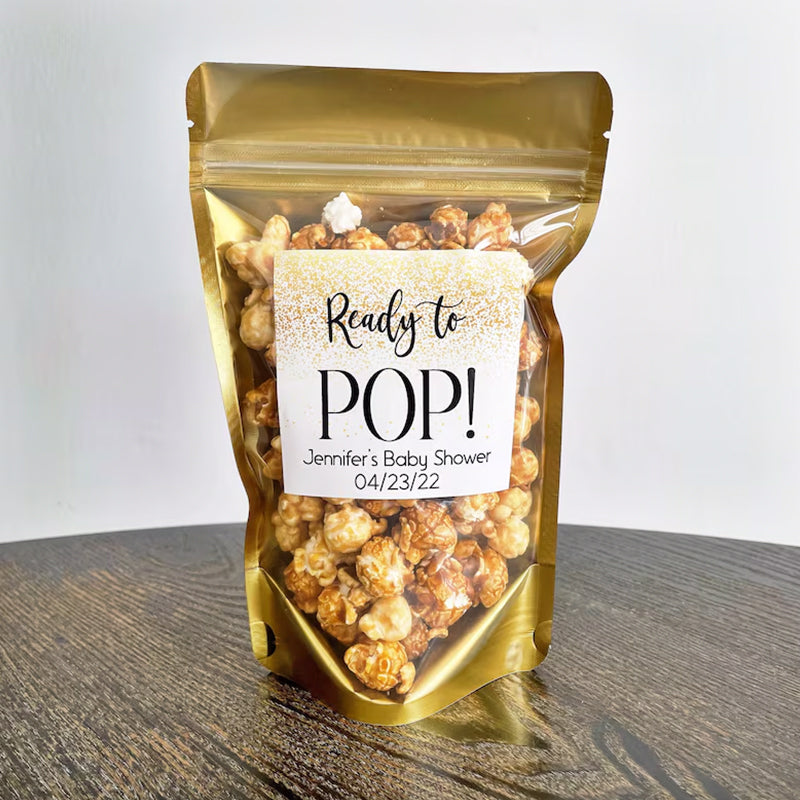 Ready to Pop baby shower treat bags, About to Pop favor bags