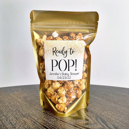 Ready to Pop baby shower treat bags, About to Pop favor bags