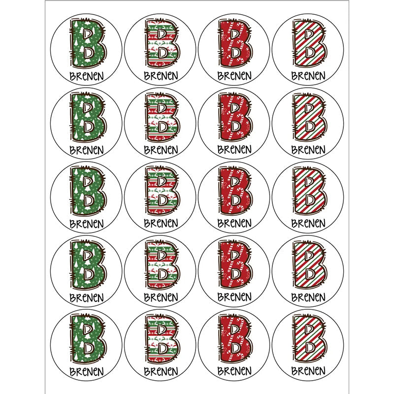 Personalized Round Name Stickers for Christmas Gifts