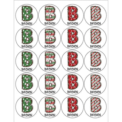 Personalized Round Name Stickers for Christmas Gifts