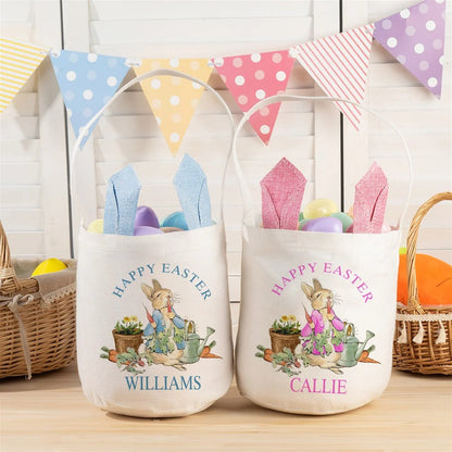 Personalized Happy Easter Cute Peter Rabbit Ears Bucket Bag