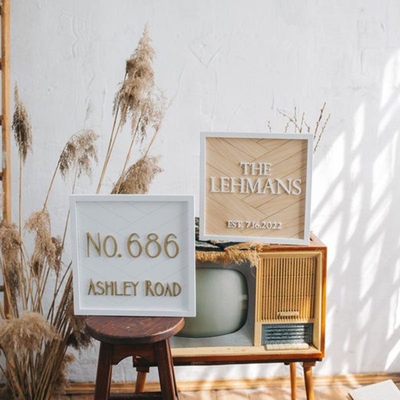 Square House Address Sign Home Decor