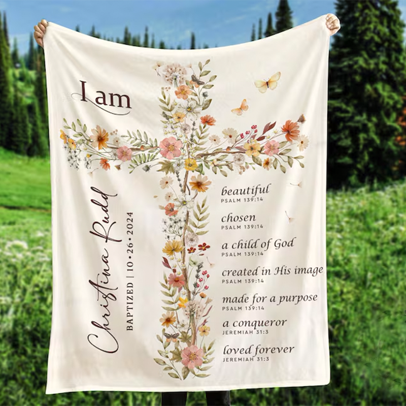 Baptism Gift Girl, Baptism Blanket, Personalized Blanket For Baby