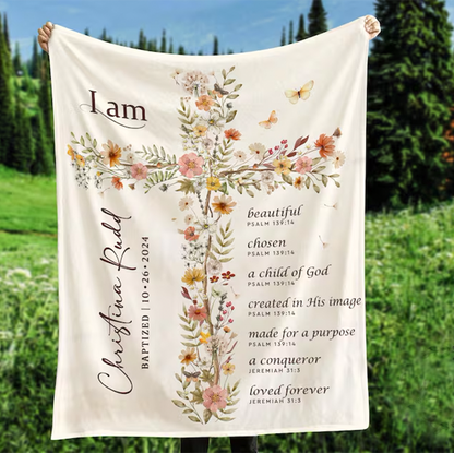 Baptism Gift Girl, Baptism Blanket, Personalized Blanket For Baby