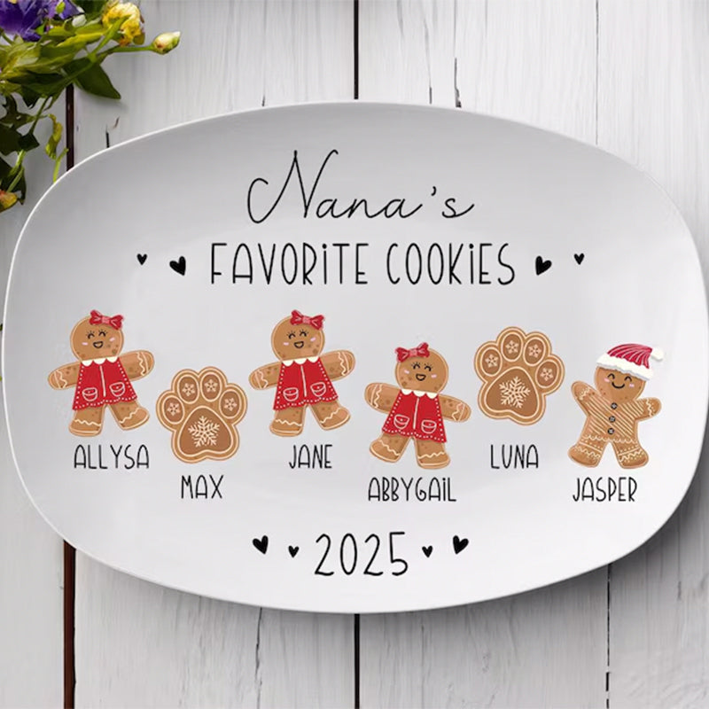 Personalized Gingerbread Christmas Plate, Grandma Plate