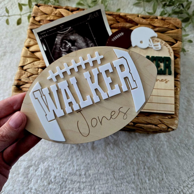 Football birth announcement sign newborn name sign baseball