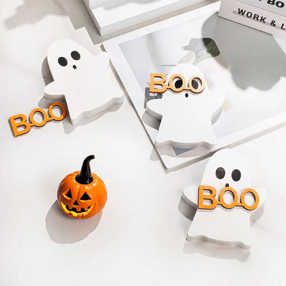 Custom Engraved Halloween Wooden Ghost Decor,Cute Ghost Halloween Desk Decor