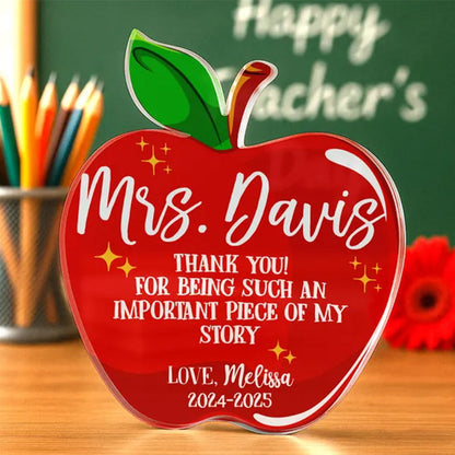 Teacher Appreciation Gifts, Apple Plaque for Teacher, Personalized Teacher Gift Idea