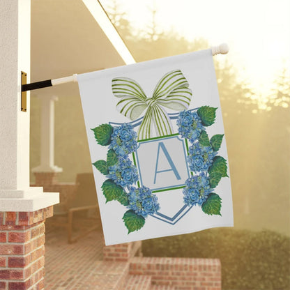 Custom Garden Flag Preppy Bow Name Sign Patriotic Hydrangea
