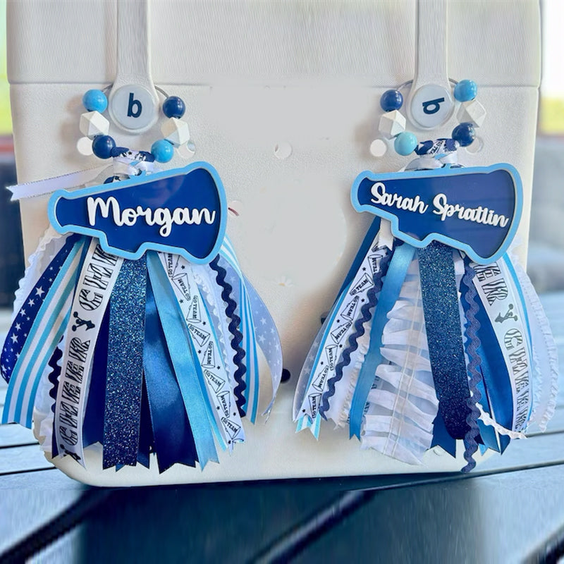 Cheer bogg bag tag, Cheerleader Tassel Charm Sport Duffle bag