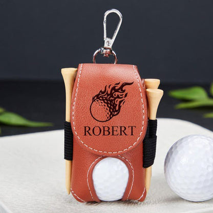 Leather Personalized Golf Ball Bag-Golf Ball And Tees Holder-Golf Holder-Accessories