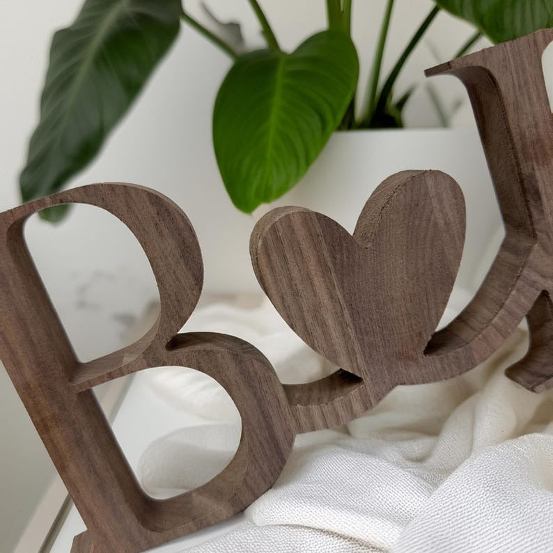 Custom Wood Initials with Heart – Personalized Wedding Gift