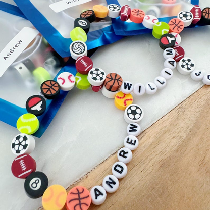 Sports party gifts, custom bracelets