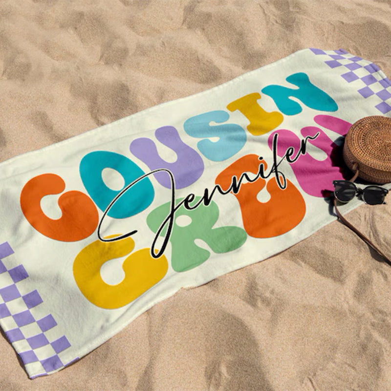 Cousin Crew Beach Towel, Summer Beach Gift For Cousin,