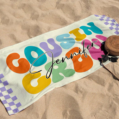 Cousin Crew Beach Towel, Summer Beach Gift For Cousin,