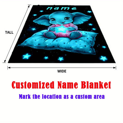 Personalized Name Starry Night Elephant Blanket – Soft Flannel