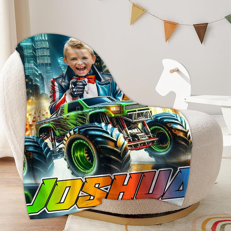 Personalized Superhero Monster Truck Blanket
