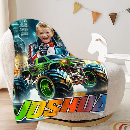 Personalized Superhero Monster Truck Blanket