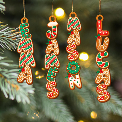 Personalized Gingerbread Alphabet Ornament, Custom Kids Name Christmas Tag