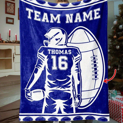 Customizable Football Blanket - Personalized Name and Team Design