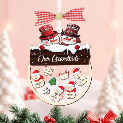 Grandparent Christmas Ornament, Grandkids Snowman Shaker Ornament