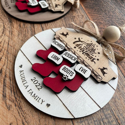 Custom Wooden Family Christmas Ornament | 3dLaser Cut Personalized Family Name 1-10