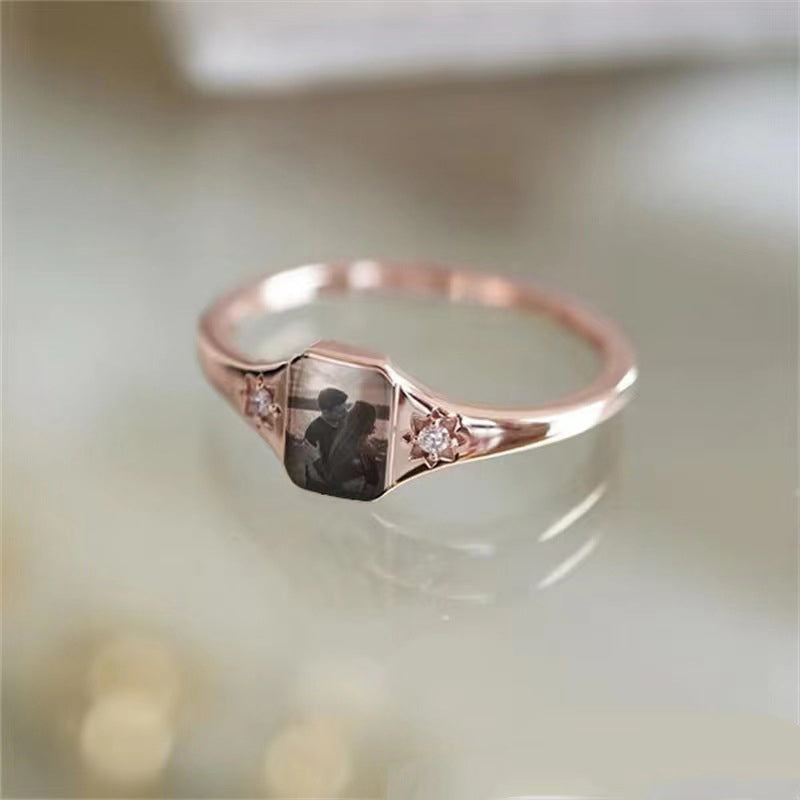 Personalized Upload Photo & Birthstone Ring