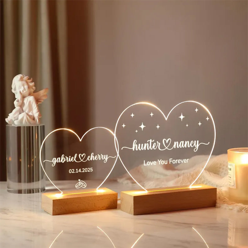 Custom Night Light as Valentines Day Gift, Heart Shape Personalized Night Light