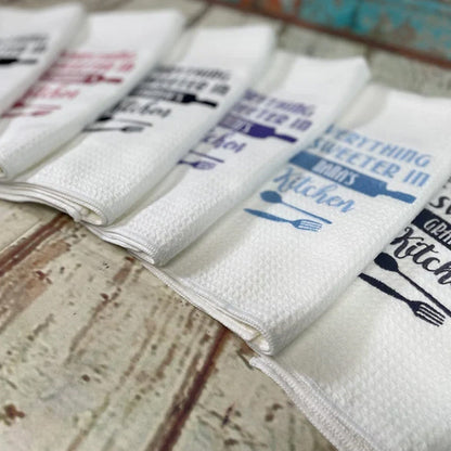 Grandma gift, Mothers day gift, Embroidered towel, kitchen towels
