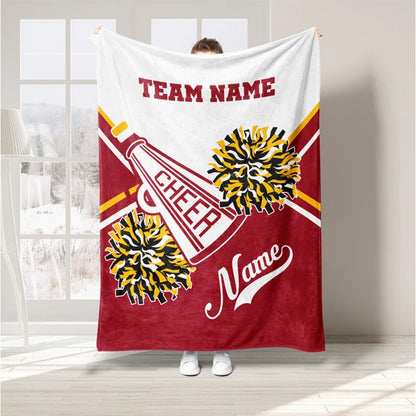 Personalized Cheerleading Blanket, Custom Name Soft Cozy Sherpa Fleece Throw Blankets