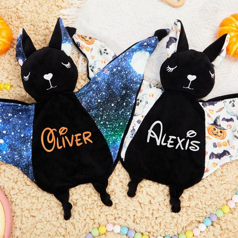 Personalized Baby Bat Security Blanket,  Lovey Animal Blanket, Baby Blanket Bat