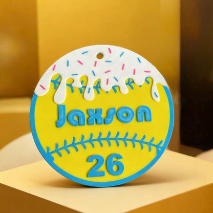 Personalized Baseball Home Plate Ice Cream Drip Keychain