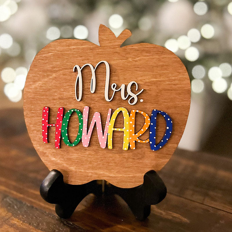 Personalized Desktop Teacher Apple Sign , Gifts for Teachers