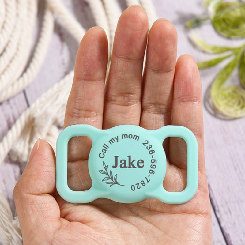 Pet AirTag Collar Holder,Slide on Dog Name Tag,Custom AirTag Cat Collar