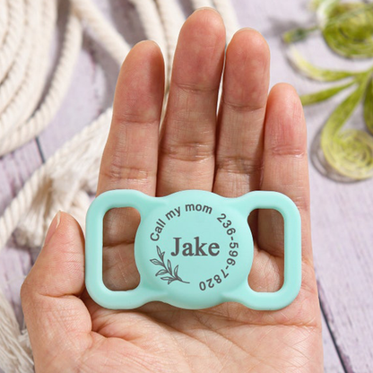 Pet AirTag Collar Holder,Slide on Dog Name Tag,Custom AirTag Cat Collar