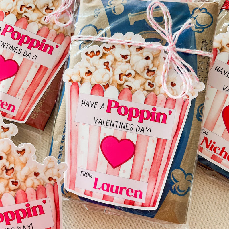 Valentine popcorn stickers,Valentine's Day stickers sets of 6