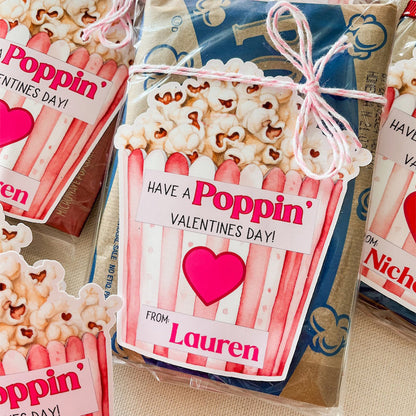 Valentine popcorn stickers,Valentine's Day stickers sets of 6